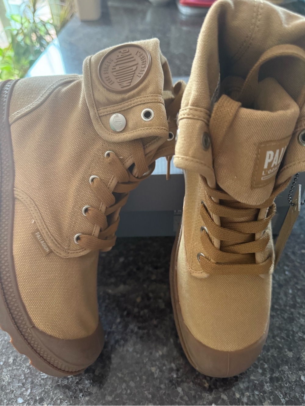 Palladium Men’s Tan Canvas High-Top Boots